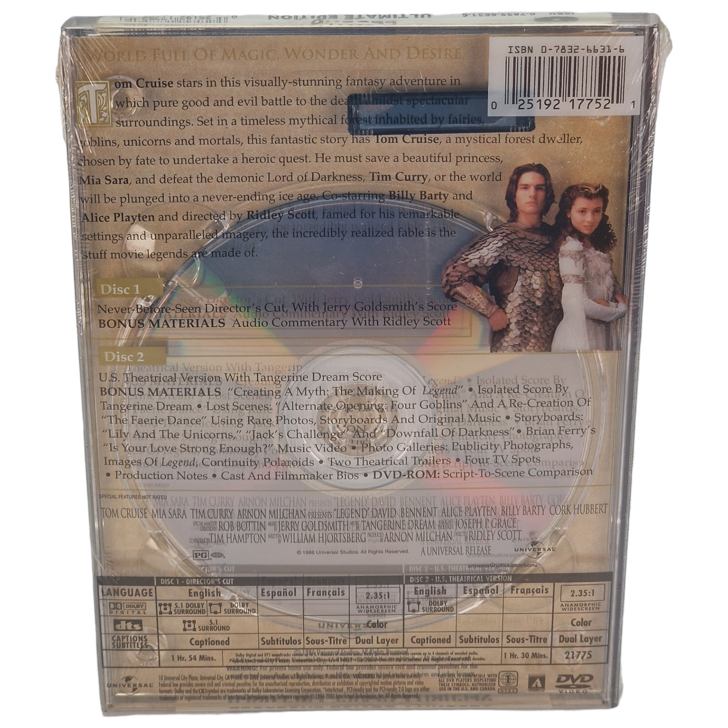 Legend DVD DigiPack  Édition Ultime US Import 2002 Zone  1 Tom Cruise, Mia Sara