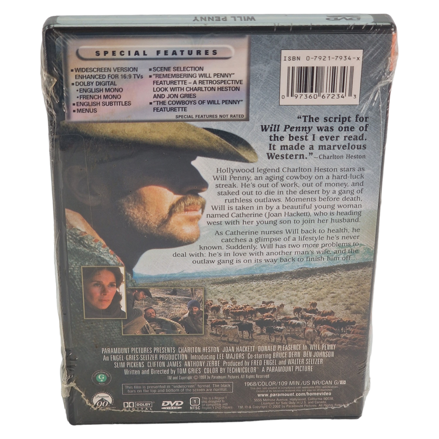 Will Penny  1968 Region 1  DVD  2002  Fr Charlton Heston, Joan Hackett