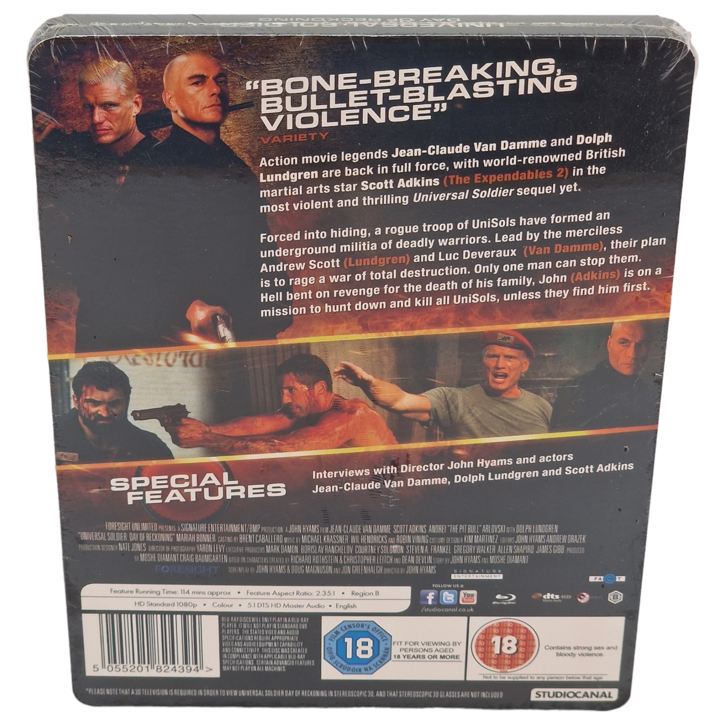 Universal Soldier: Day of Reckoning Steelbook Blu-ray 3D + 2D Van Damme  B [-18]