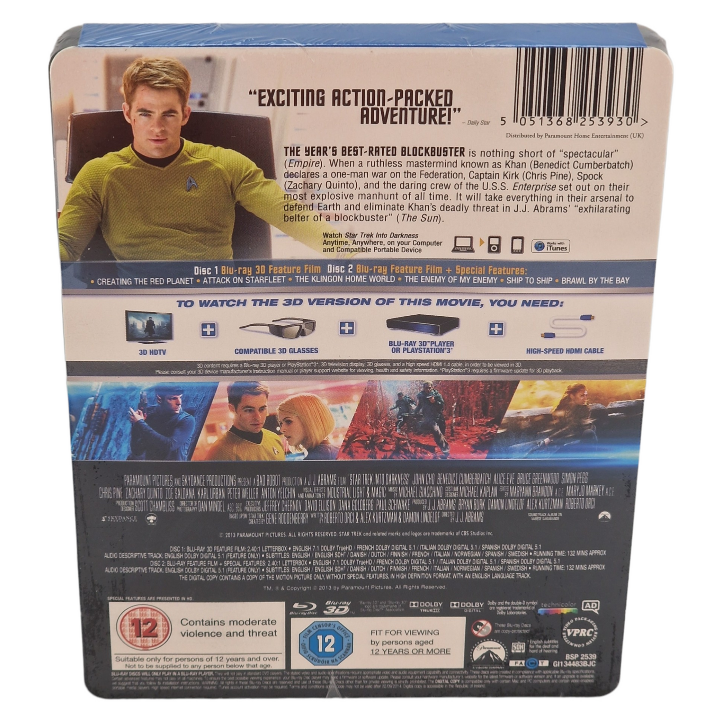 Star Trek Into Darkness Blu-ray 3D +2D Steelbook Débossé édt Ltd Zone Libre 2013