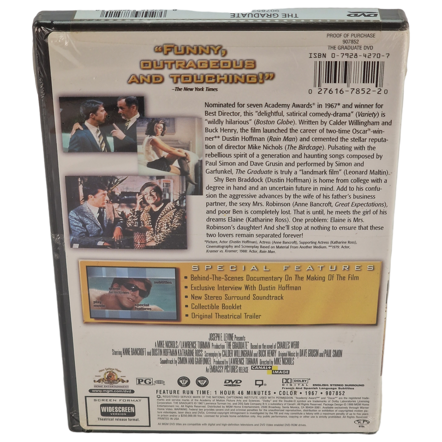 Le Lauréat  The Graduate  DVD  VO Dustin Hoffman  US Import  Région 1  1999 Neuf