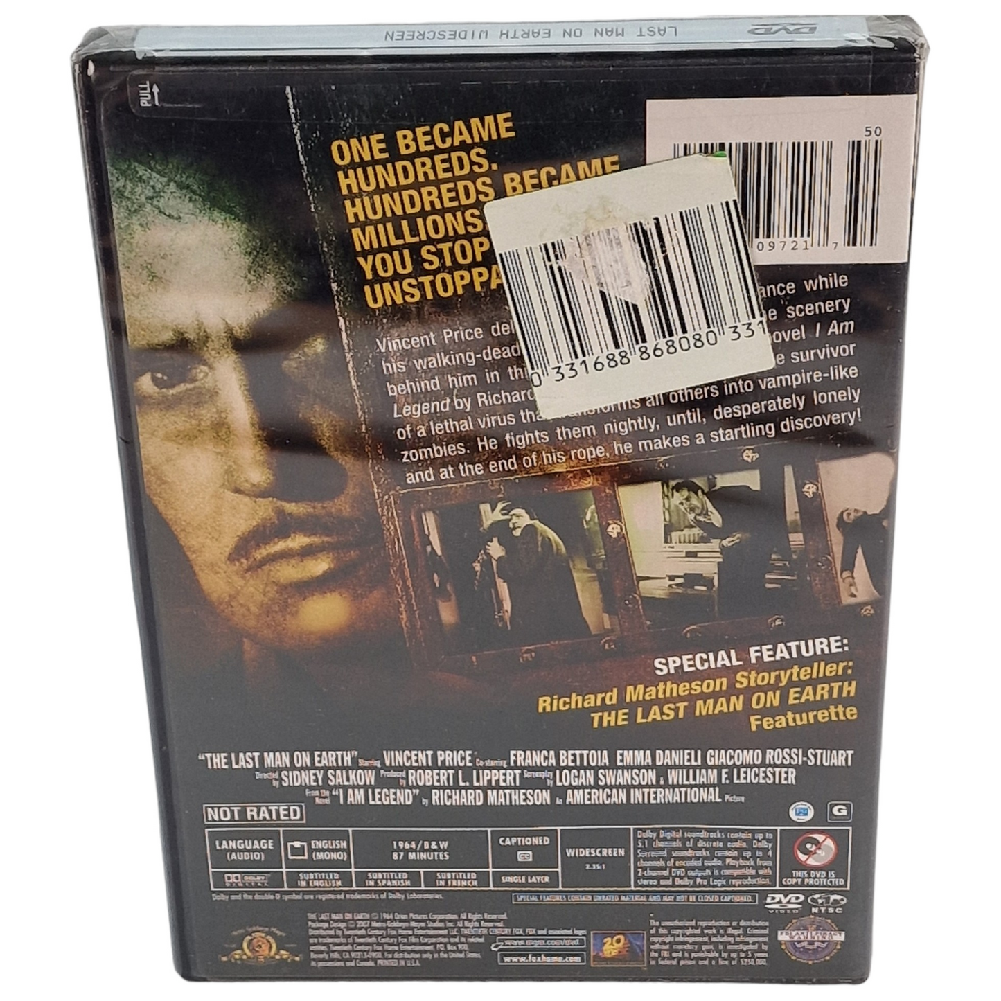 Je suis une légende (film, 1964) DVD  VO/ STFR  US Import  Région 1 Vincent Price