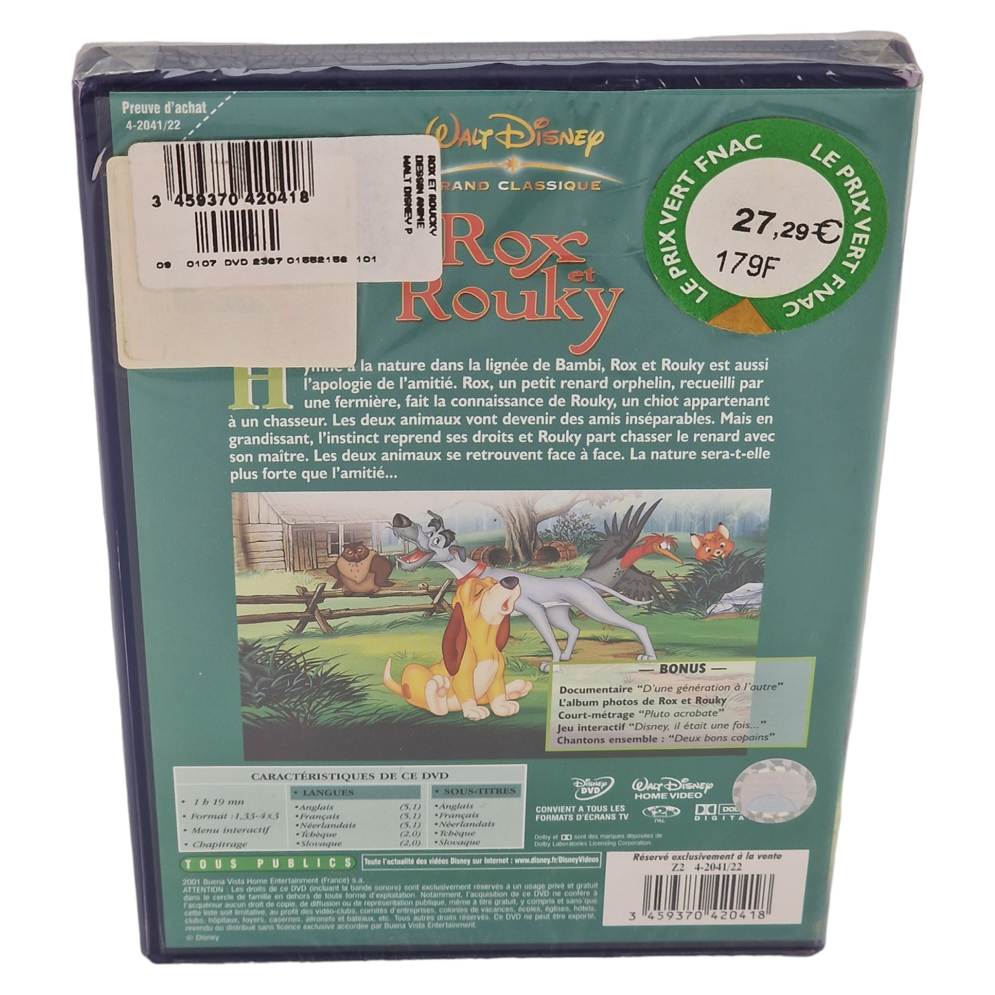 Rox et Rouky  DVD  Disney Ted Berman  France  Region 2   Disney