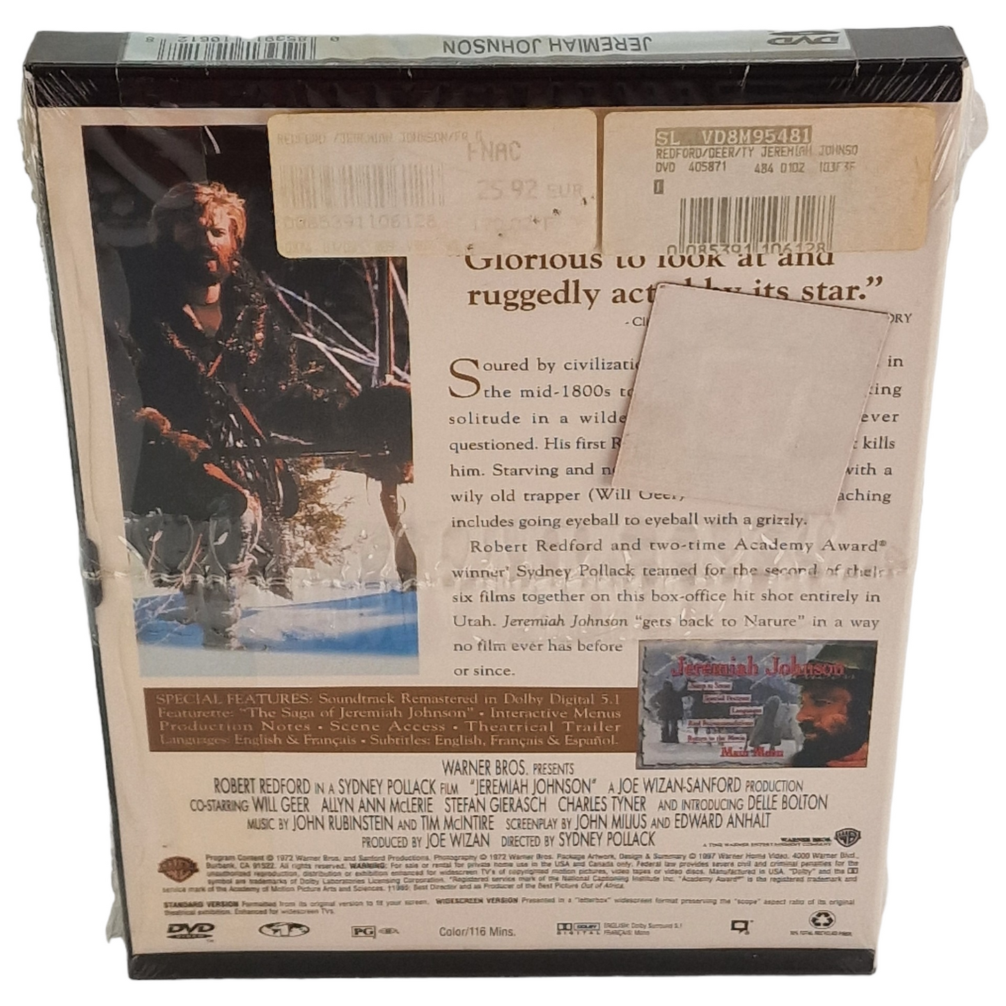 Jeremiah Johnson DVD  Étui à clapet US Import VF Robert Redford Région 1 Neuf
