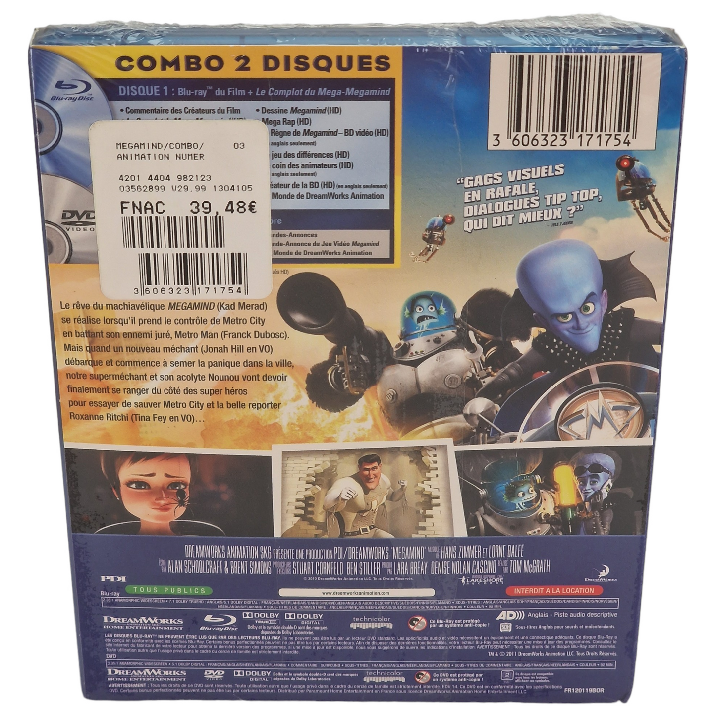 Megamind  DVD -Blu-ray + DVD France Region B DreamWorks 2011