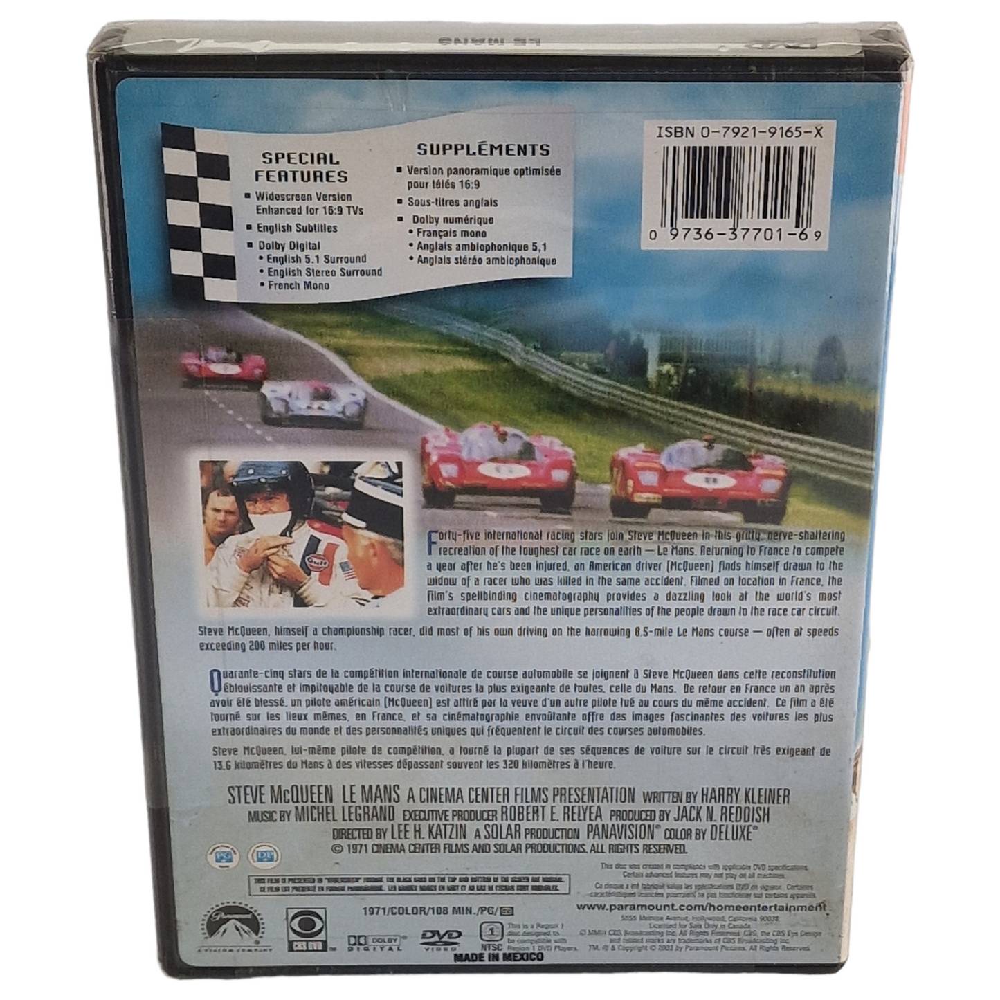 Le Mans DVD  Steve McQueen 1971 US Import 2004  Région 1  VF  2005 Neuf
