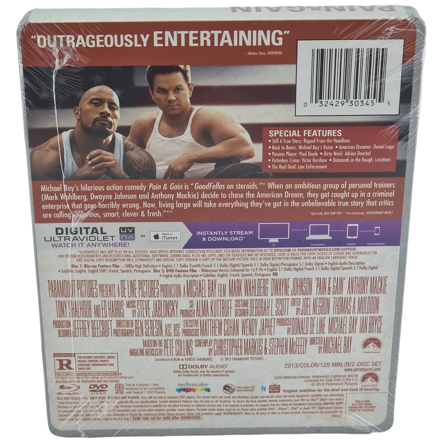 Pain & Gain Blu-ray SteelBook DVD +  Blu-ray  Mark Wahlberg, Dwayne Johnson [-18] A