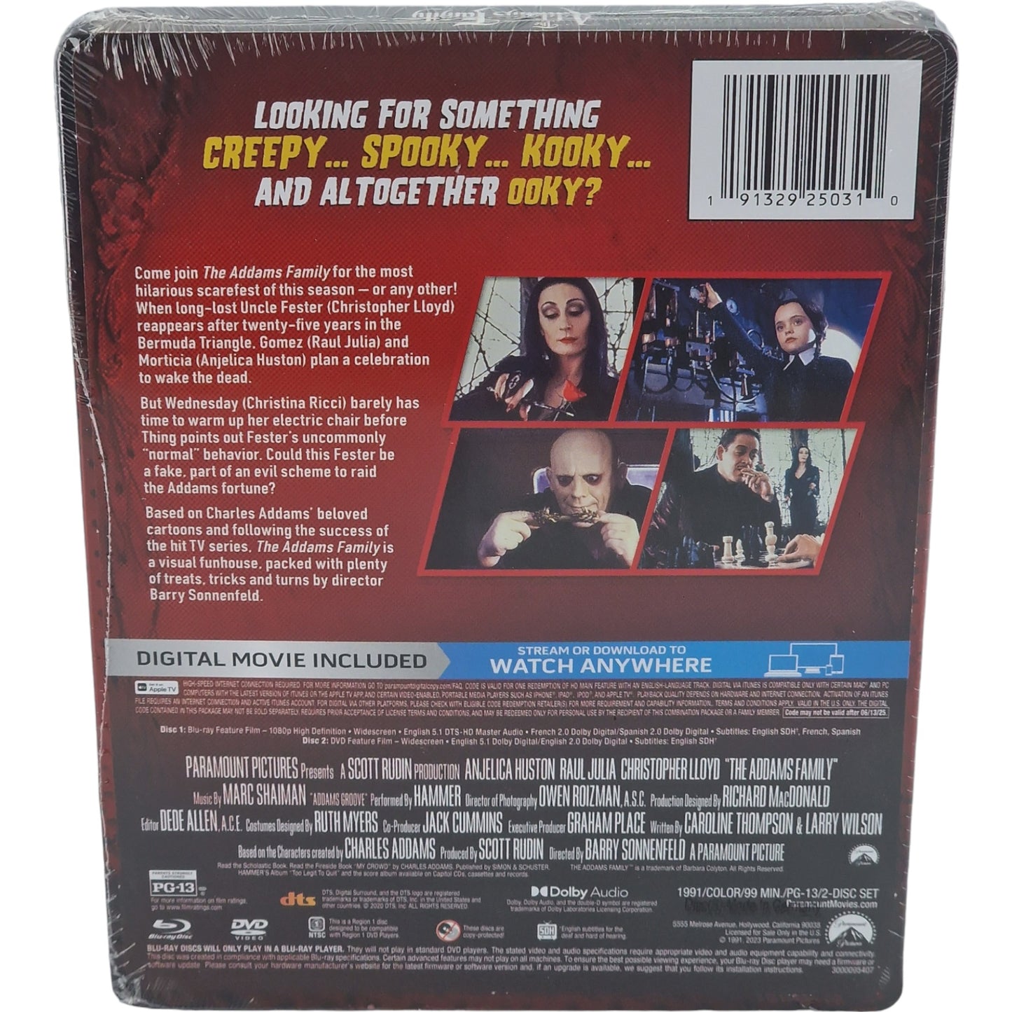 La famille Addams 1991 SteelBook  Blu-ray + DVD  2023 : Barry Sonnenfeld Zone A