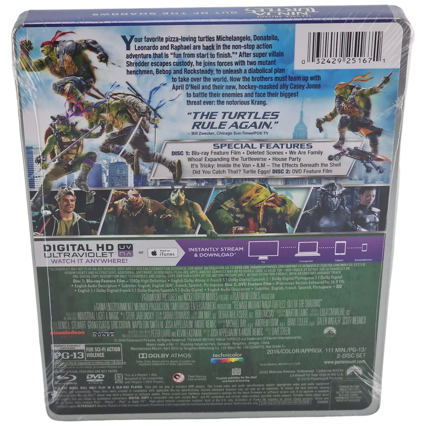 Tortues Ninja Mutantes:De l'ombre à la lumière  SteelBook Débossé Blu-ray + DVD