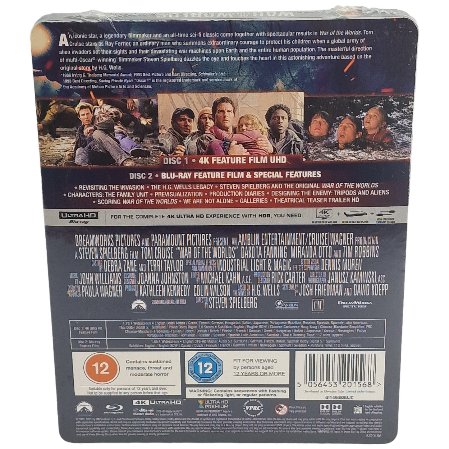 War of the Worlds Blu-ray 4K Ultra HD + Blu-ray SteelBook Zavvi Spielberg B