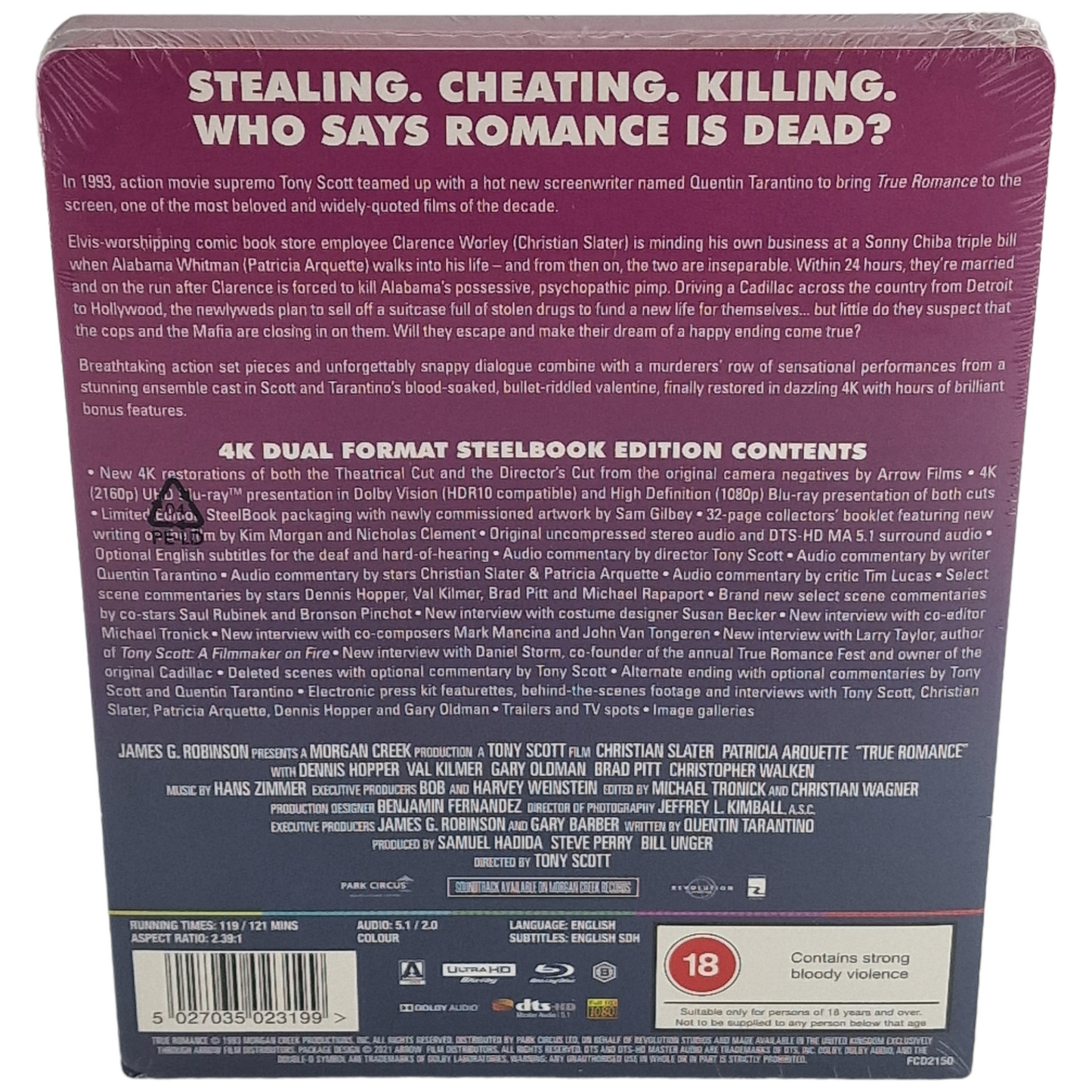 True Romance  4K Ultra HD + Blu-ray SteelBook Zavvi Tarantino Zone B [-18]