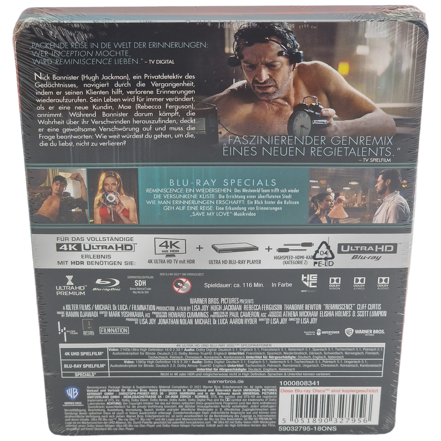 Reminiscence  4K Ultra HD + Blu-ray Steelbook  Hugh Jackman  2021 Zone B