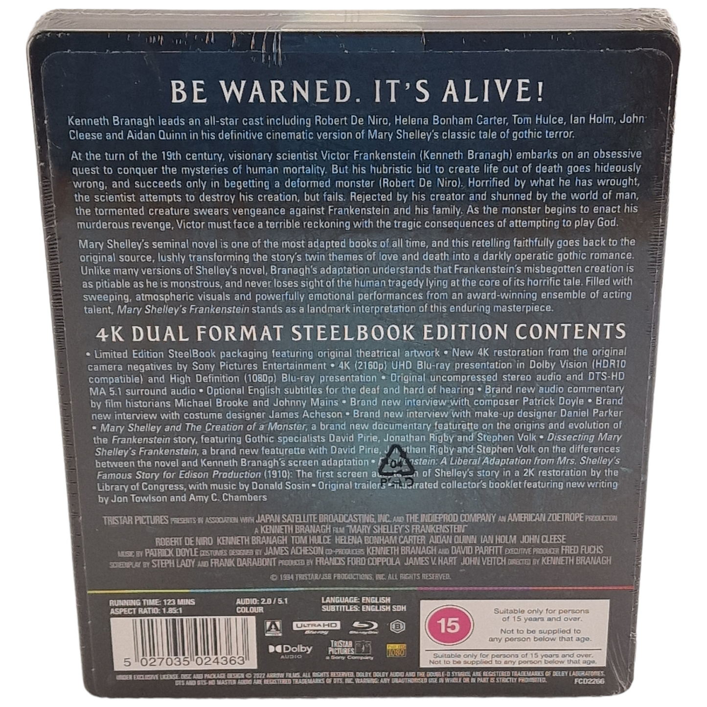 Mary Shelley's Frankenstein 4K Ultra HD + Blu-ray SteelBook Zavvi De Niro Zone B