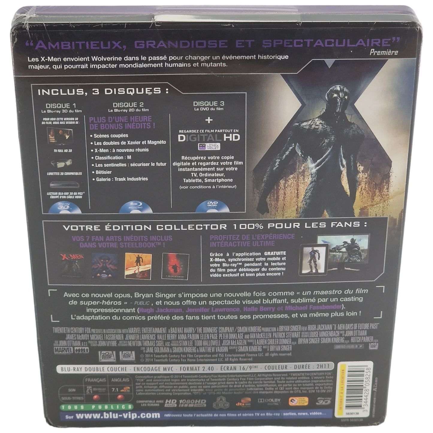 X-Men : Jours du futur passé Blu-ray 3D + Blu-ray + DVD Steelbook  Zone Libre