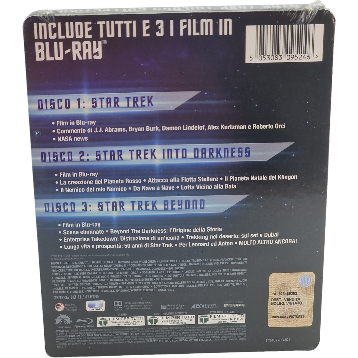 Star Trek Collection 3 Films Blu-ray SteelBook Débossé Ltd Chris Pine 2016 B Zone