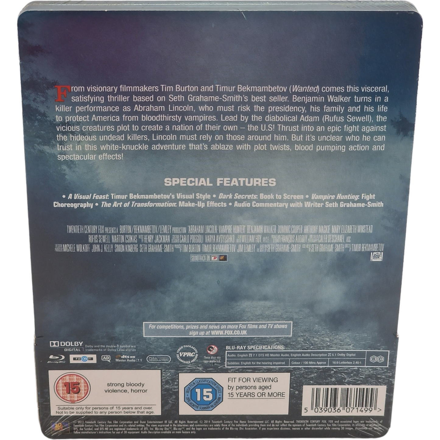 Abraham Lincoln:Chasseur de Vampires Blu-ray 3D+Blu-ray SteelBook Zavvi B