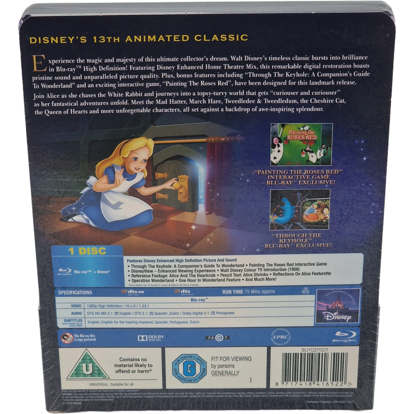 Alice au pays des merveilles Blu-ray SteelBook Disney 2014 Zavvi limitée  Libre