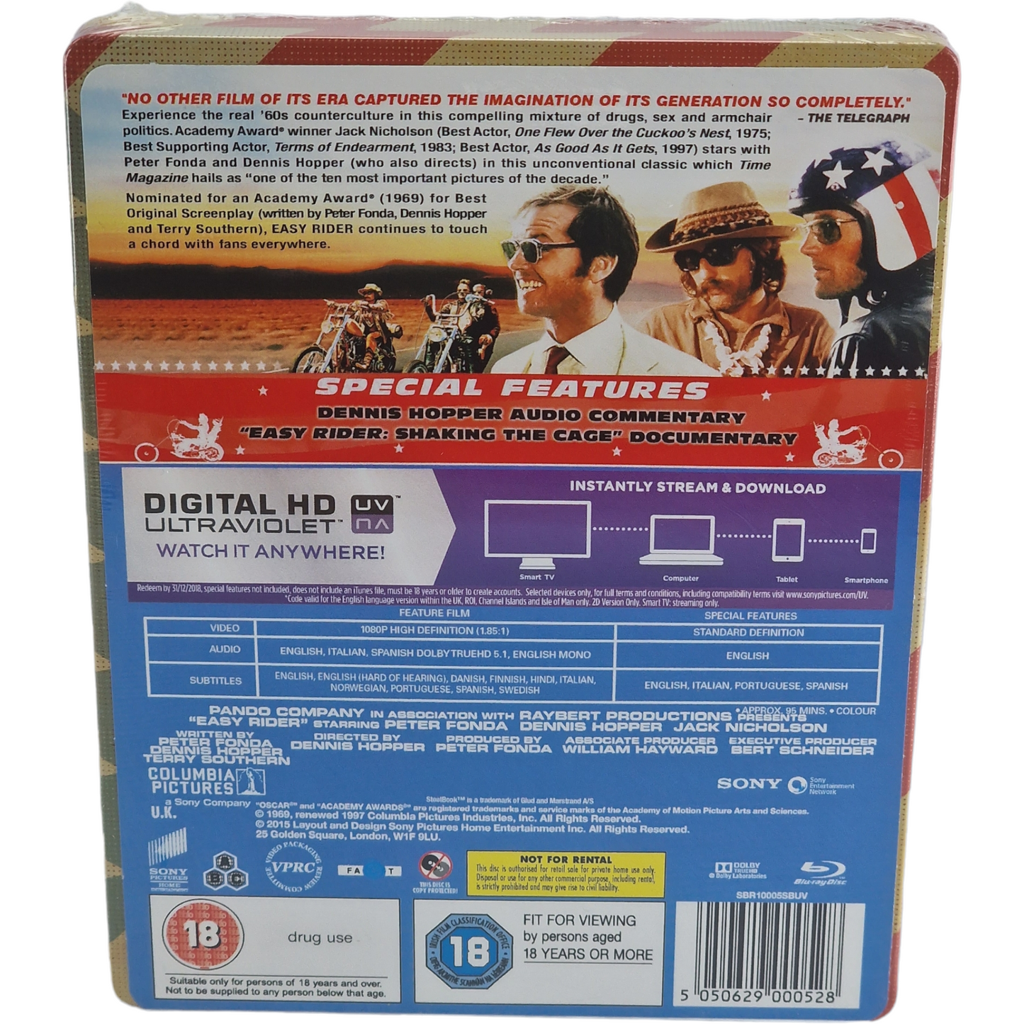 Easy Rider 1969 Blu-ray SteelBook Zavvi Dennis Hopper 2000 Ex 2015 Libre[-18]