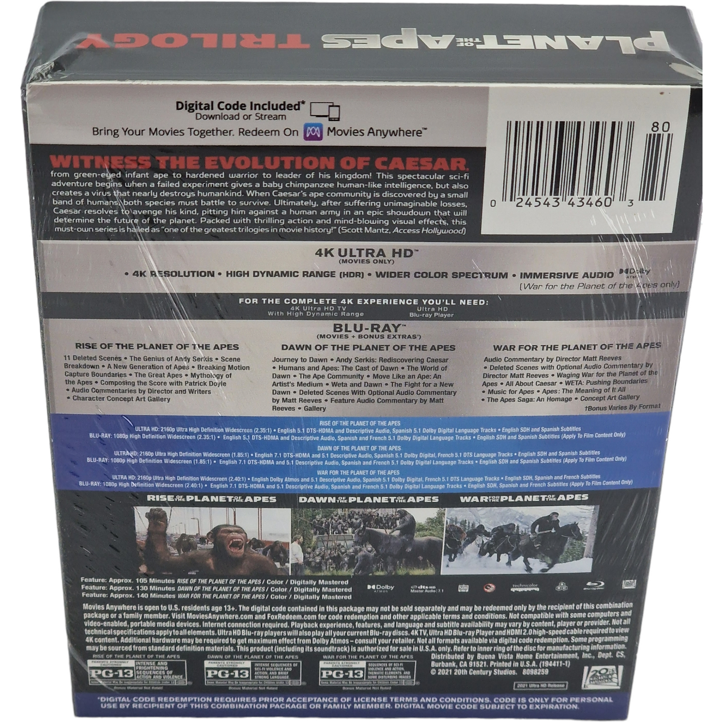 Trilogie la Planète des Singes 4K Ultra HD + Blu-ray + DigiPack Collector Zone A