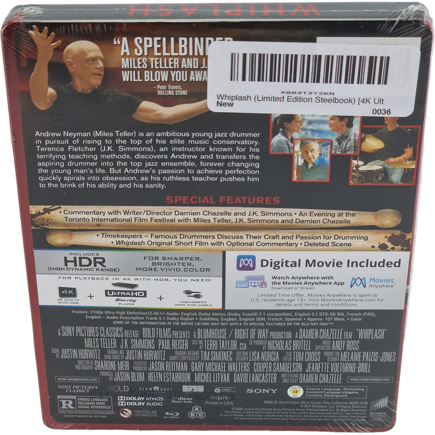 Whiplash 4K Ultra HD + Blu-ray +Digital HD SteelBook Exclusivité Best Buy Zone A