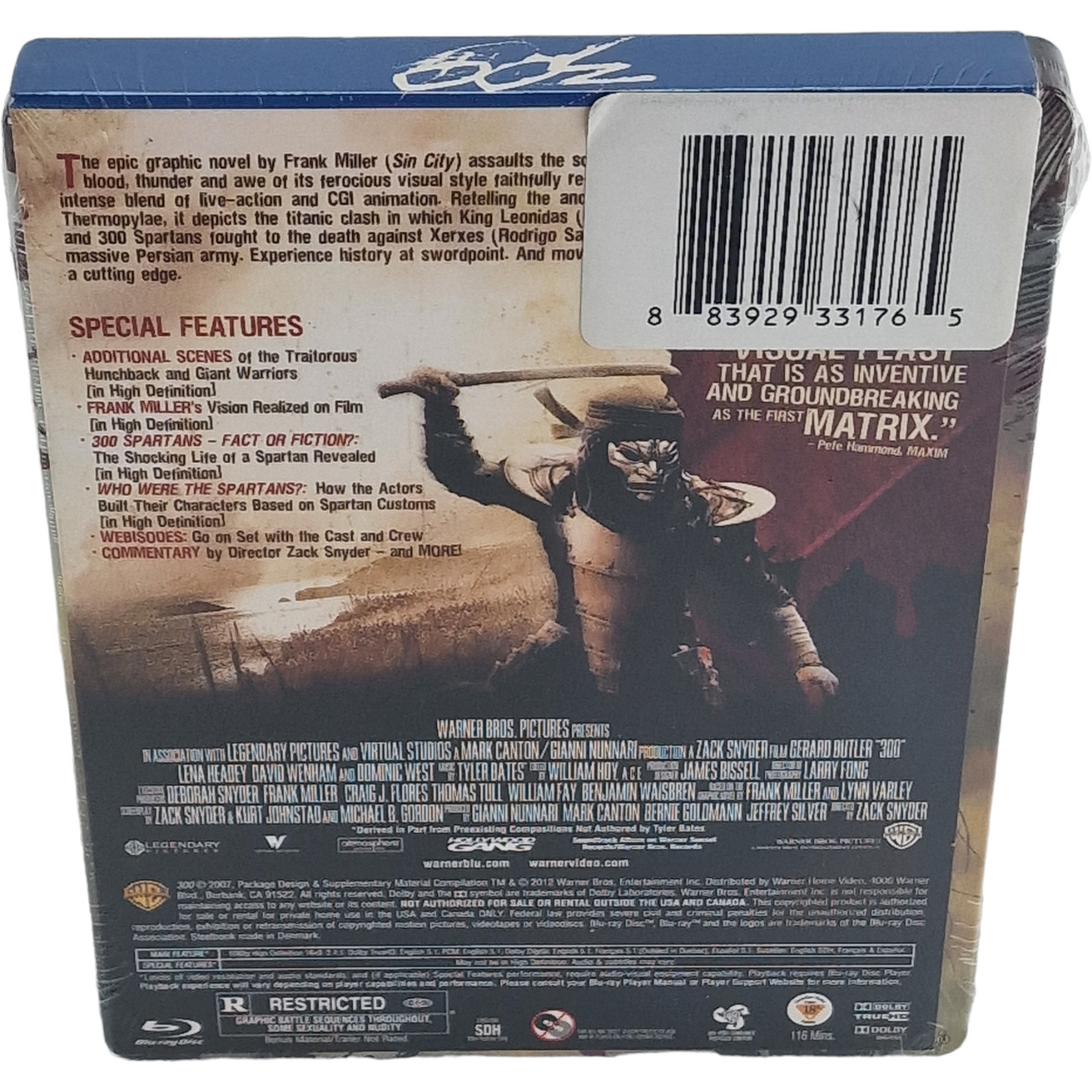 300 Blu-ray SteelBook 2006  Zack Snyder Gerard Butler 2013  [-18] A