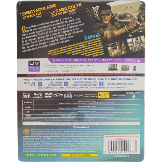 Mad Max: Fury Road (2015) - SteelBook Blu-ray 3D + Blu-ray + DVD - Zone B + Zone 2 - vue 3