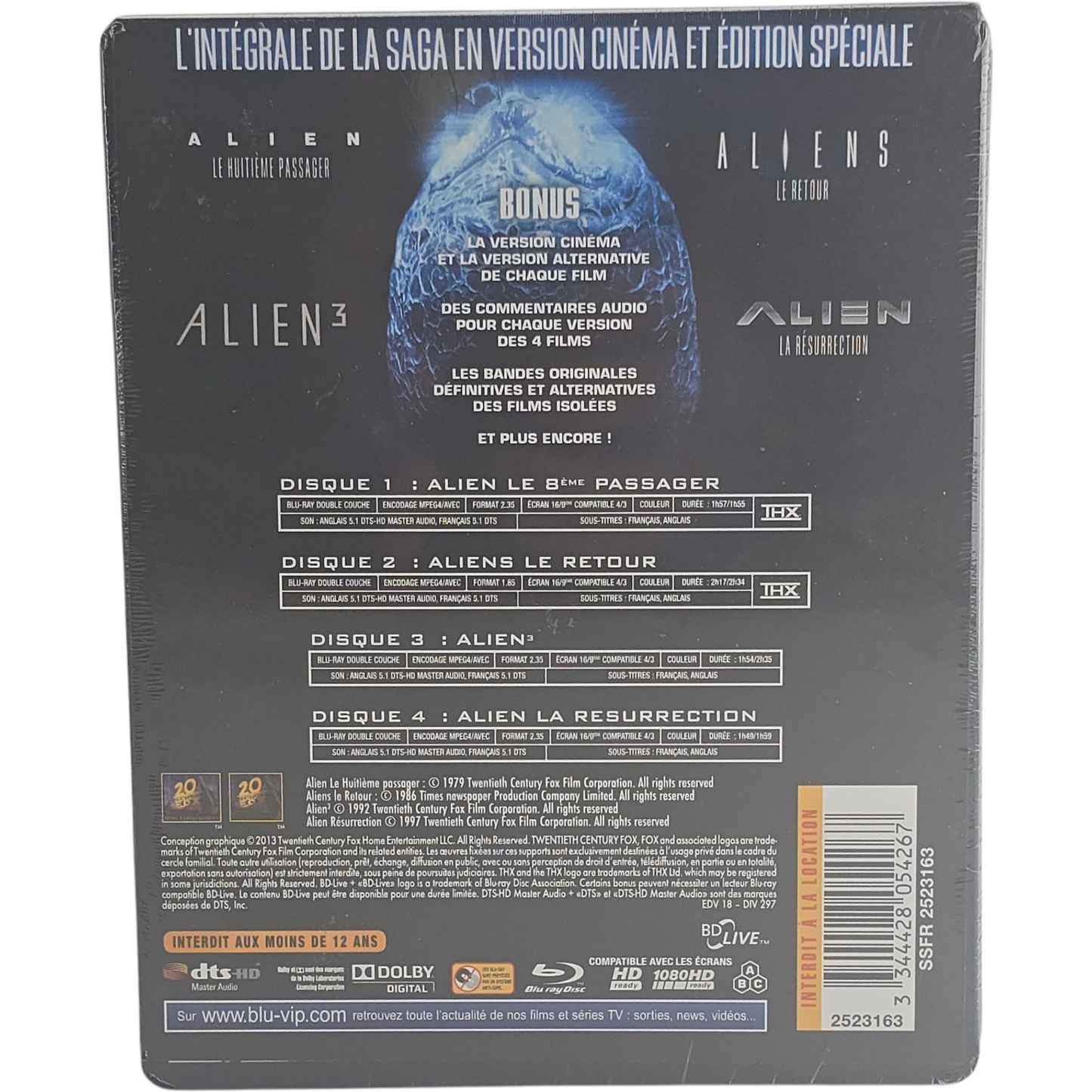 Alien Anthologie 1979-1997 Quadrilogy SteelBook Jumbo,Ridley Scott, James Cameron