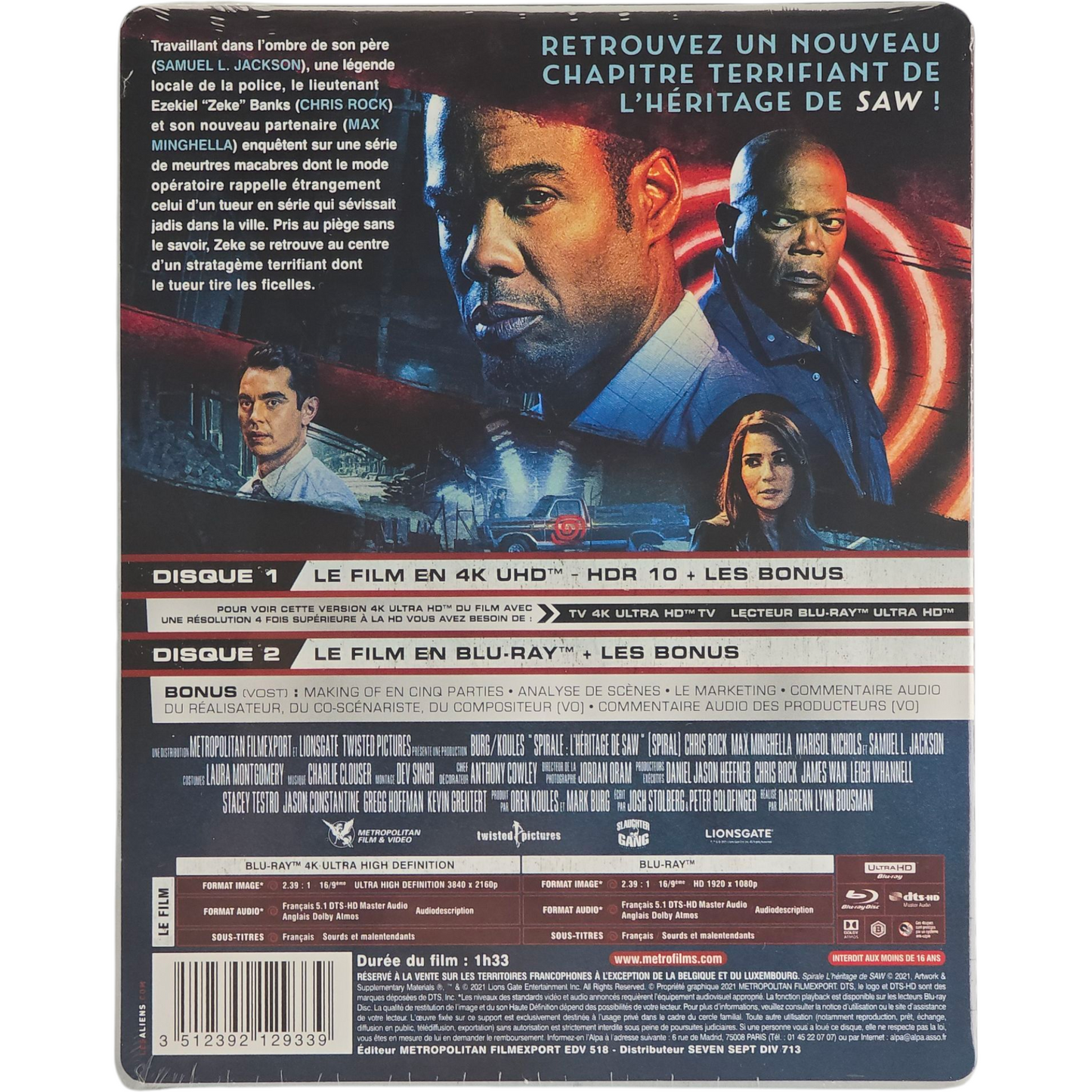 Spirale :l'héritage de Saw 4K Ultra HD + Blu-ray Chris Rock,Samuel L. Jackson  B