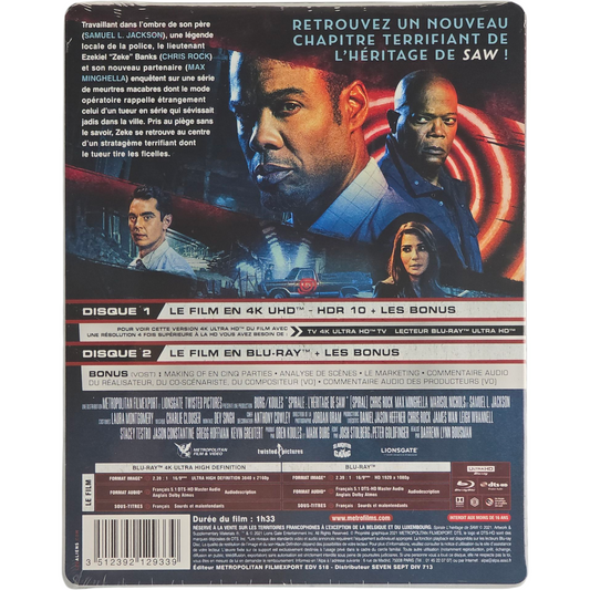 Spirale L’Héritage de Saw SteelBook 4K Ultra HD + Blu-ray VF Chris Rock Zone B