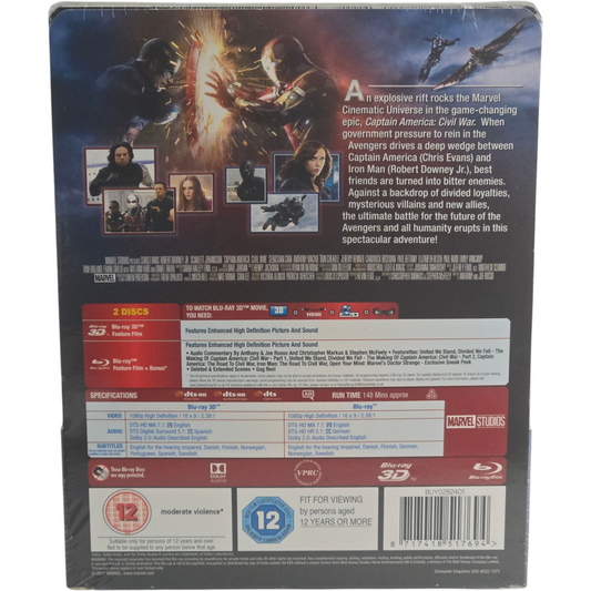 Captain America: Civil War (2016) - SteelBook Blu-ray 3D + Blu-ray - Zone libre - vue 3