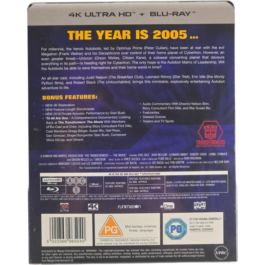 The Transformers: The Movie 1986 Steelbook 4K Ultra HD + Blu-Ray 2021 Zone B
