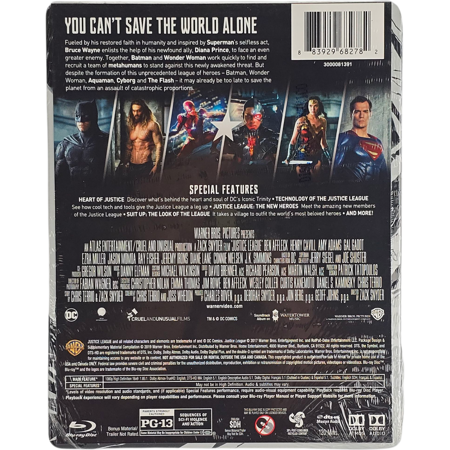 Justice League Blu-ray + DVD SteelBook Ben Affleck  Zack Snyder  2019 Zone A