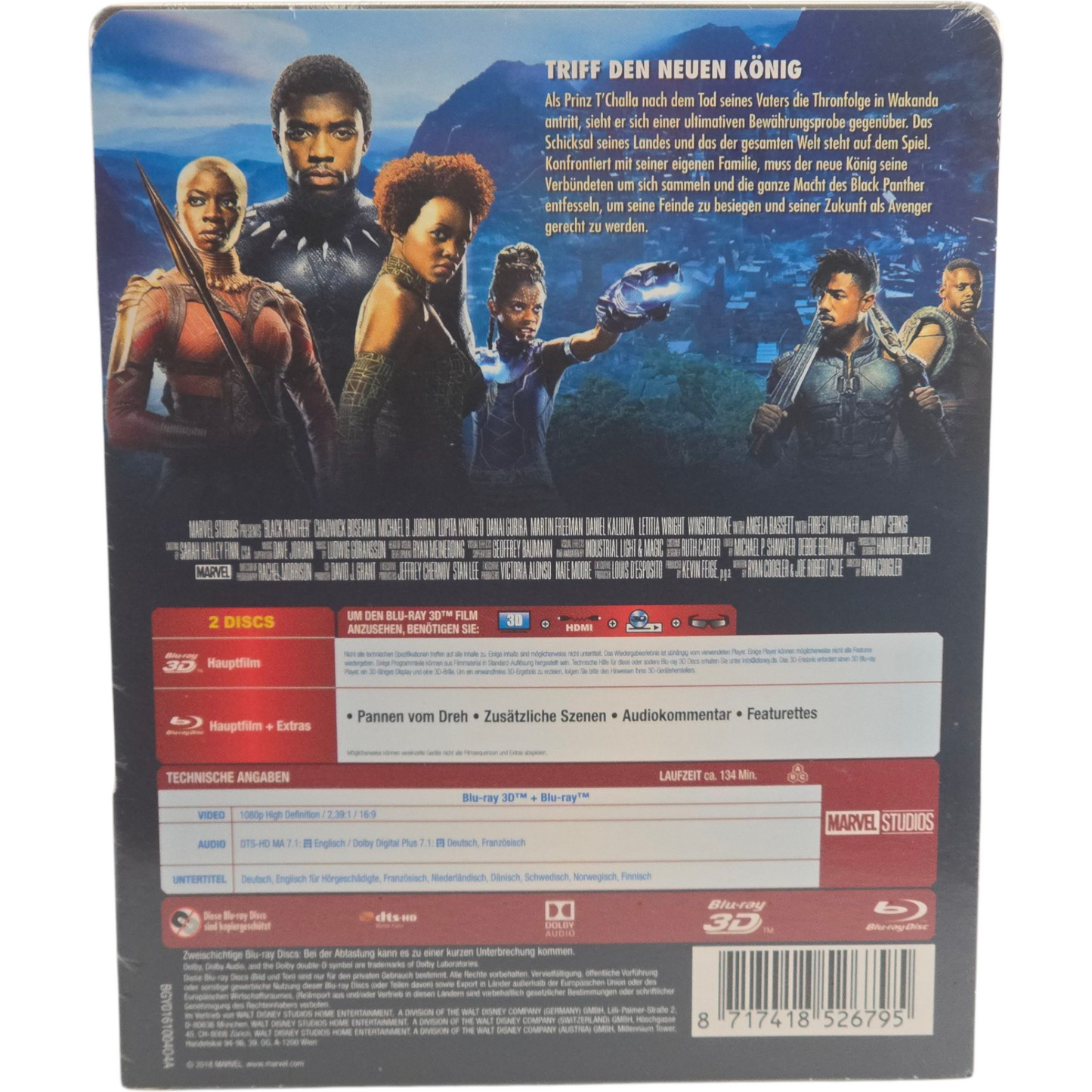 Black Panther Blu-ray 3D + Blu-ray SteelBook Chadwick Boseman 2018 Zone Libre