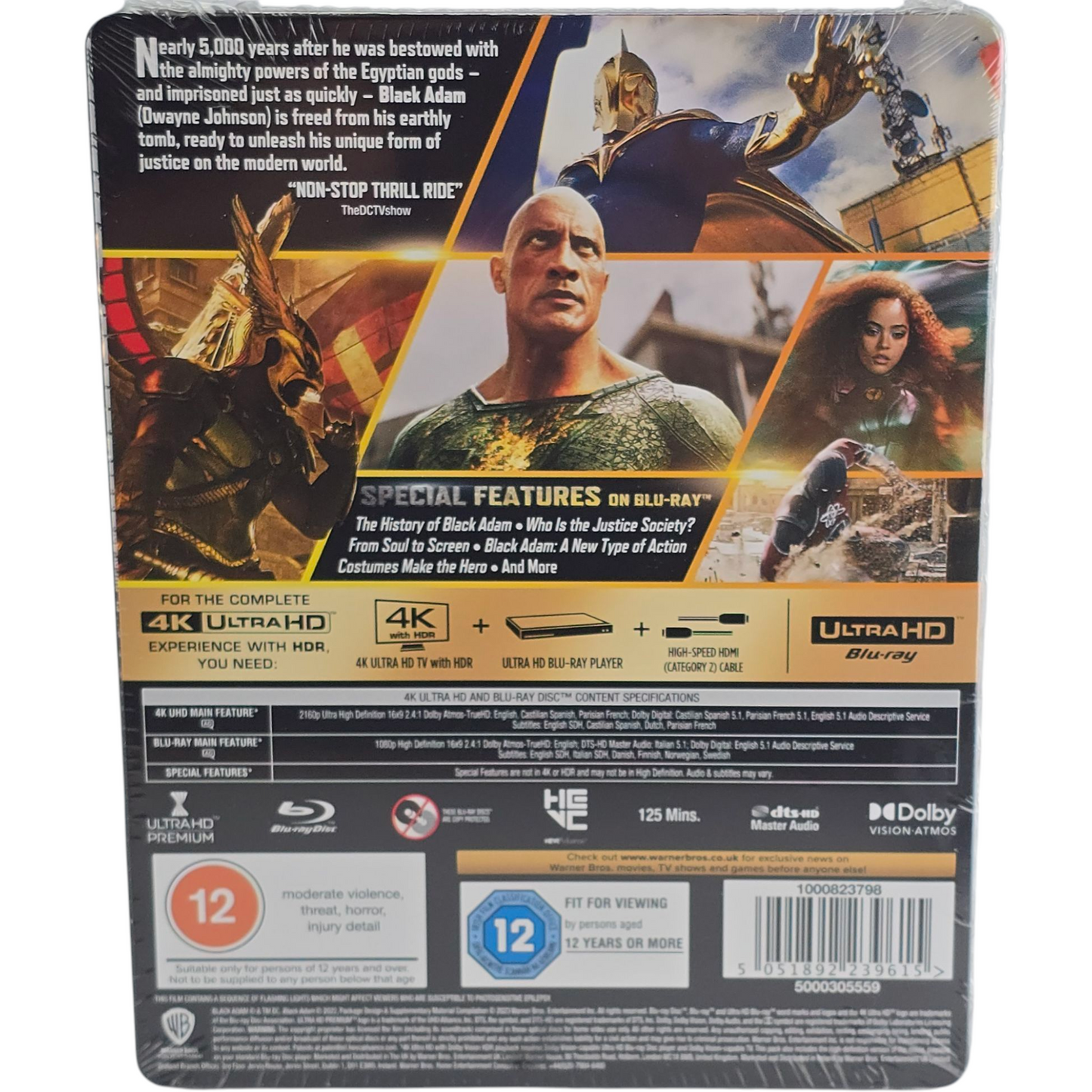 Black Adam  4K Ultra HD + Blu-Ray Steelbook  Dwayne Johnson 2023 Region B