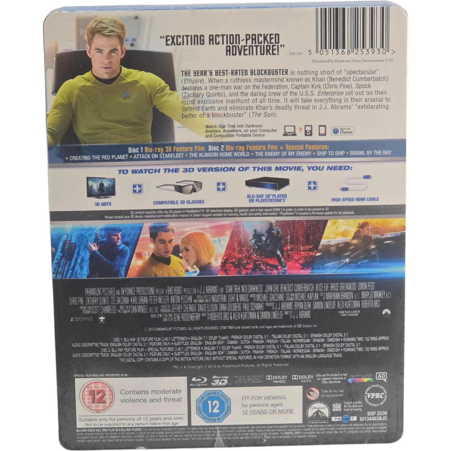 Star Trek Into Darkness Blu-ray 3D +2D Steelbook Débossé édt Ltd Zone Libre 2013