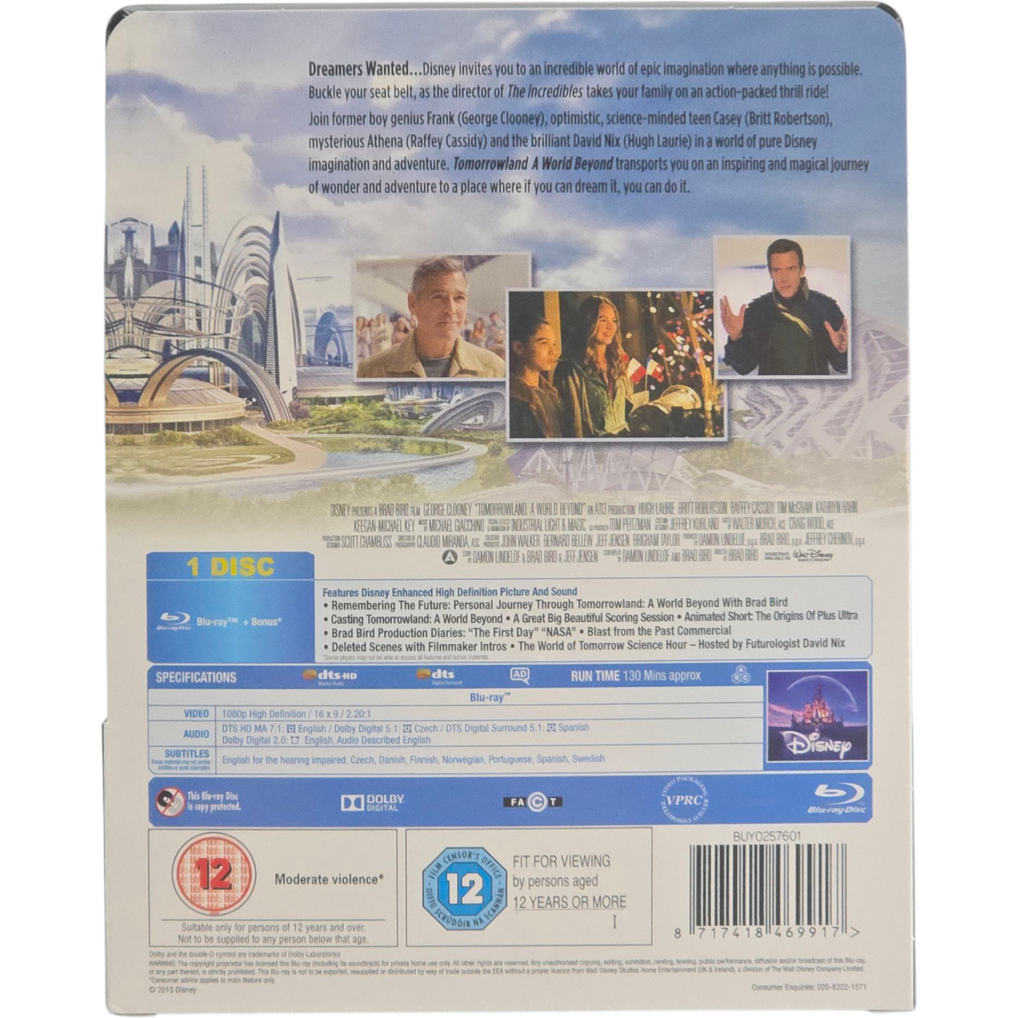 À la poursuite de demain Disney Blu-ray Steelbook Débossé Zavvi limitée Zone B