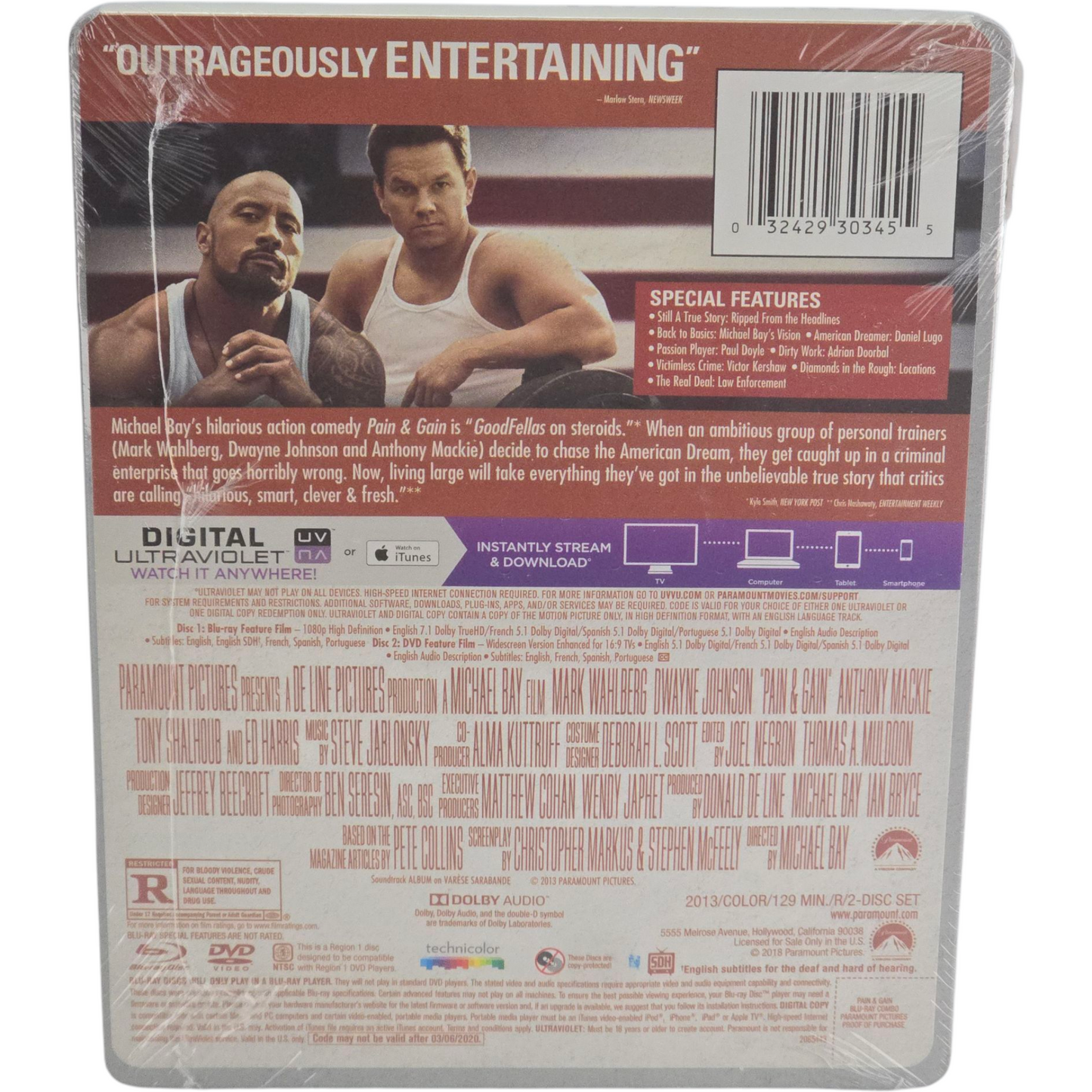 Pain & Gain Blu-ray SteelBook DVD +  Blu-ray  Mark Wahlberg, Dwayne Johnson [-18] A