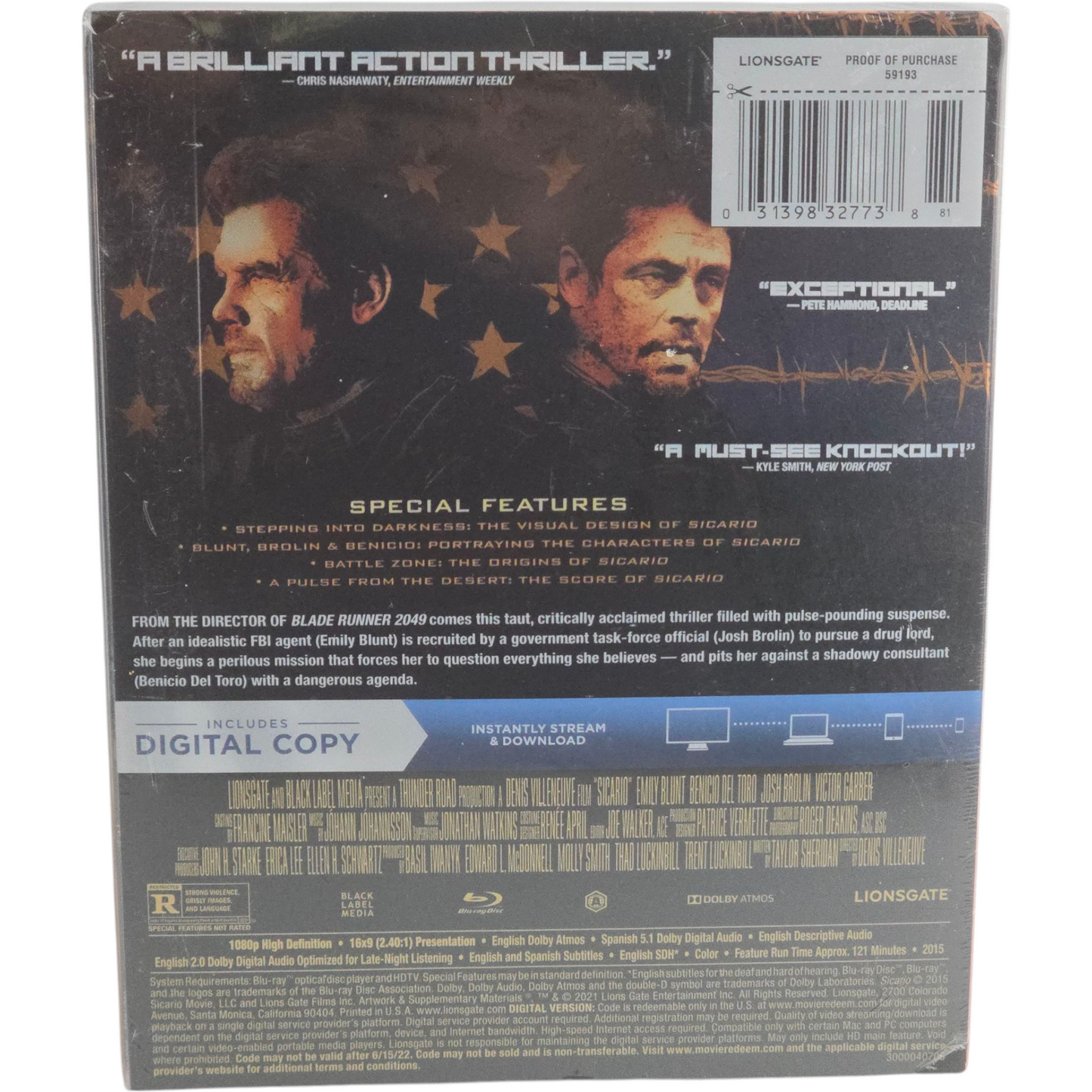 Sicario 2015 Blu-ray Steelbook Target Emily Blunt, Benicio del Toro 2021 Zone A
