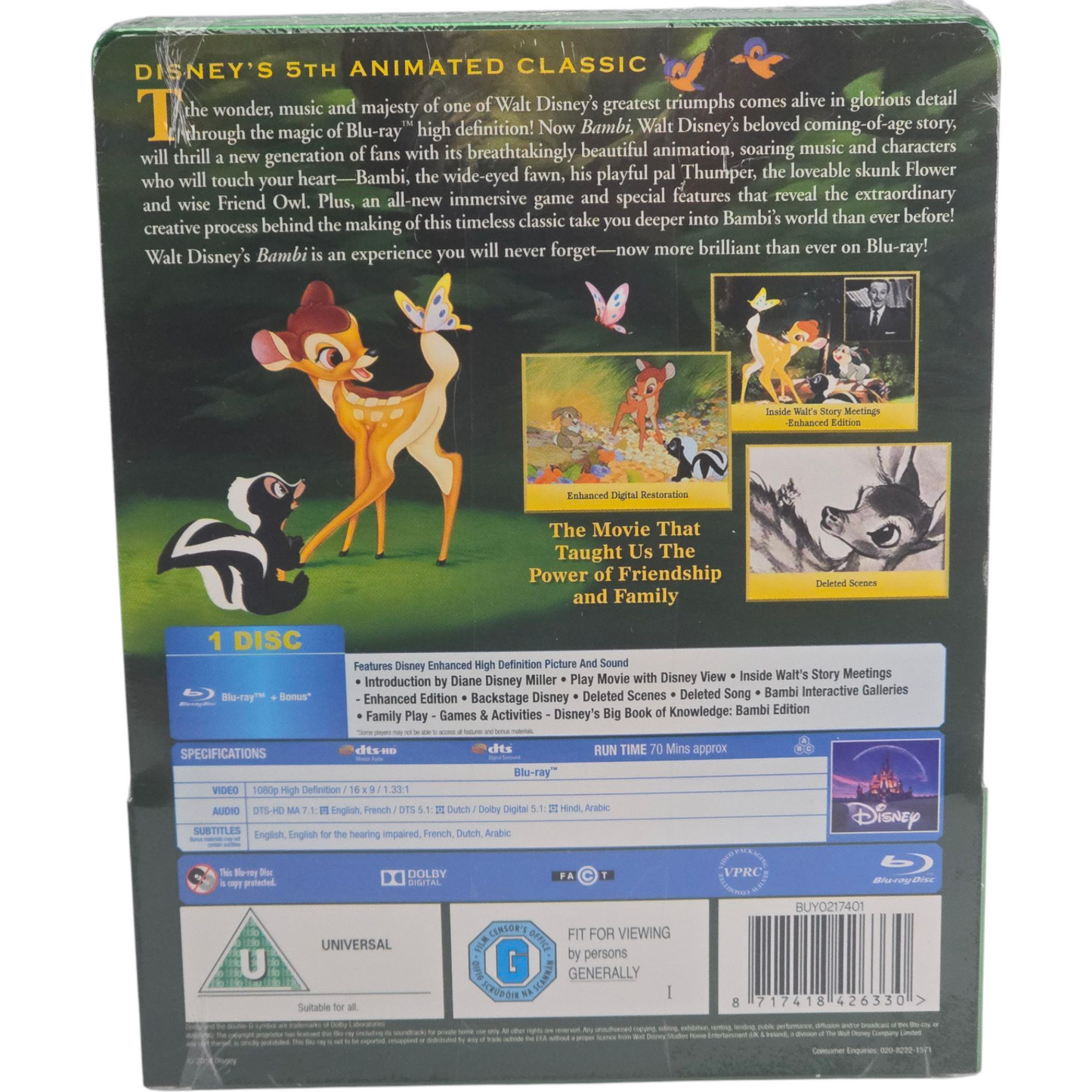 Bambi :Blu-ray SteelBook Débossé Zavvi Disney Collection 2014 édition limitée  Libre