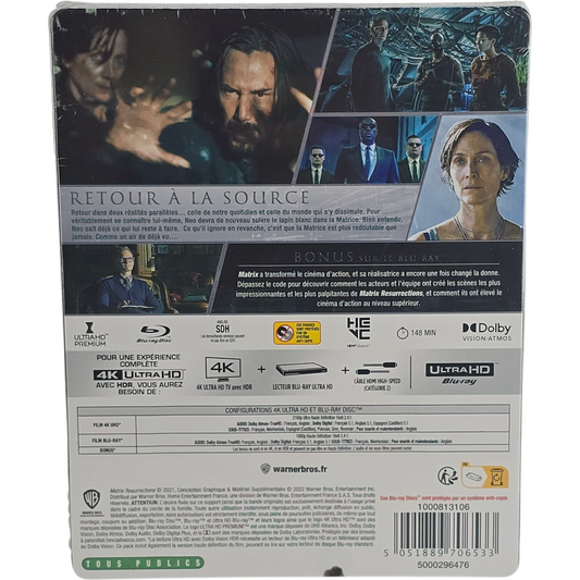 The Matrix Resurrections (2021) - SteelBook 4K Ultra HD + Blu-ray - Zone libre - vue 3