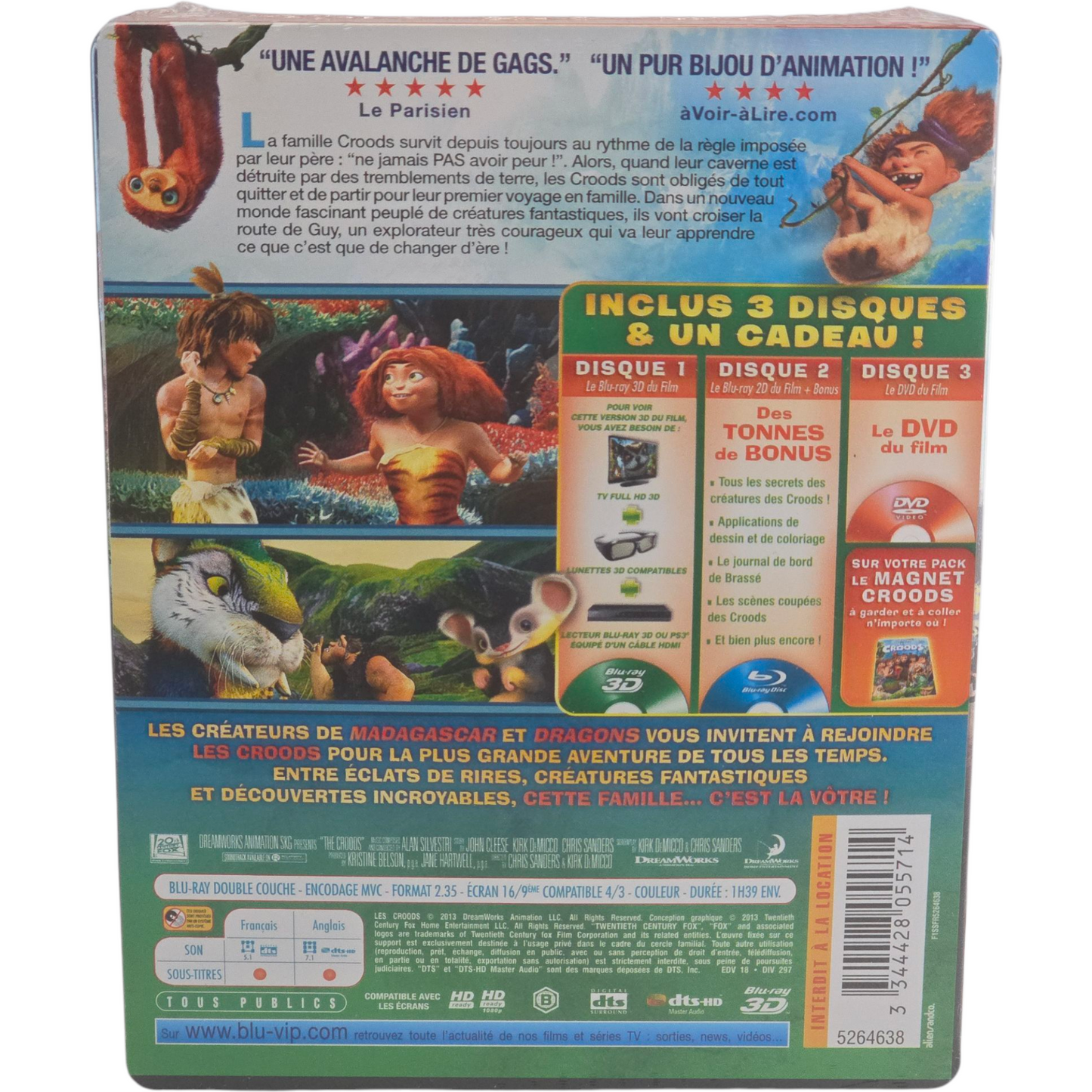 Les Croods Blu-ray 3D + 2D + DVD  SteelBook Lenticulaire édition Limitée Zone B