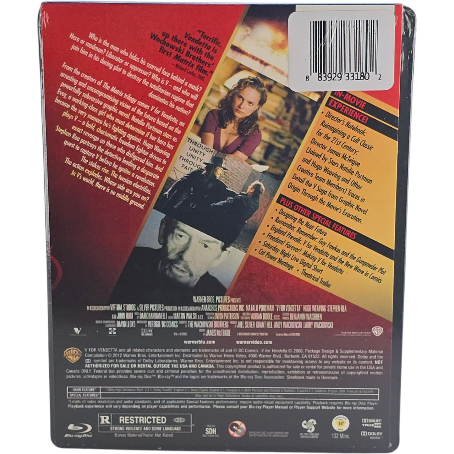 V For Vendetta  Natalie Portman 2005  Blu-ray SteelBook 2013 Region Libre [-18]