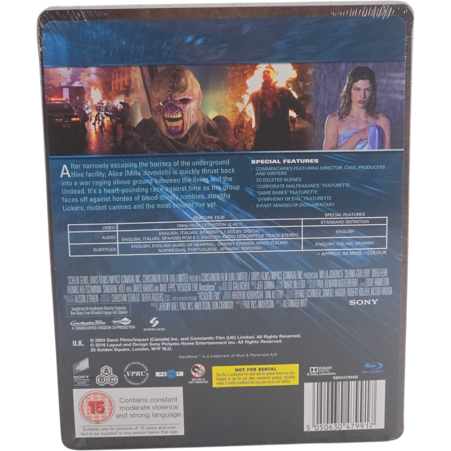 Resident Evil: Apocalypse Blu-ray SteelBook Zavvi Limité 2000ex 2016 [-18] Libre