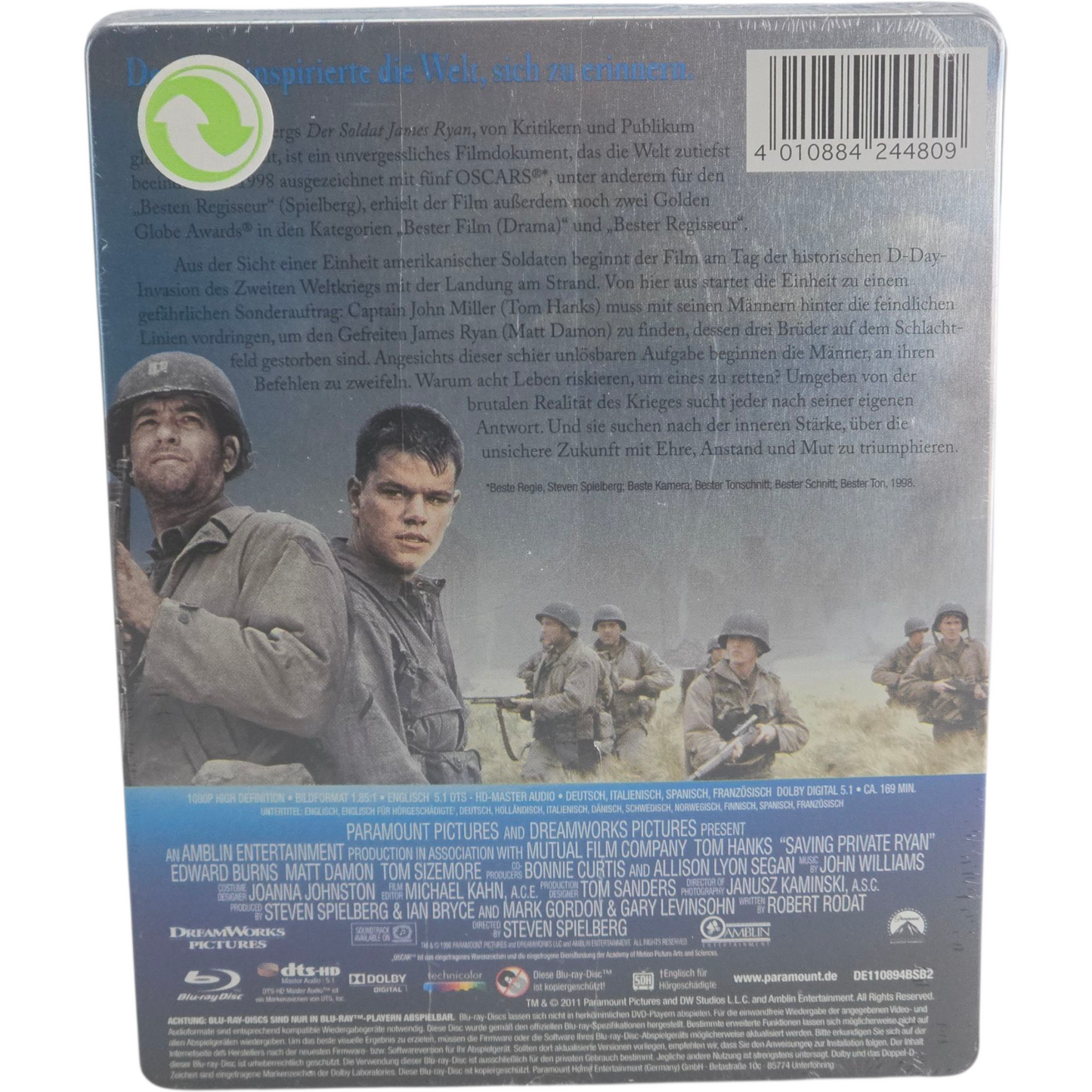 Il faut sauver le soldat Ryan Blu-ray Steelbook Tom Hanks Steven Spielberg Libre
