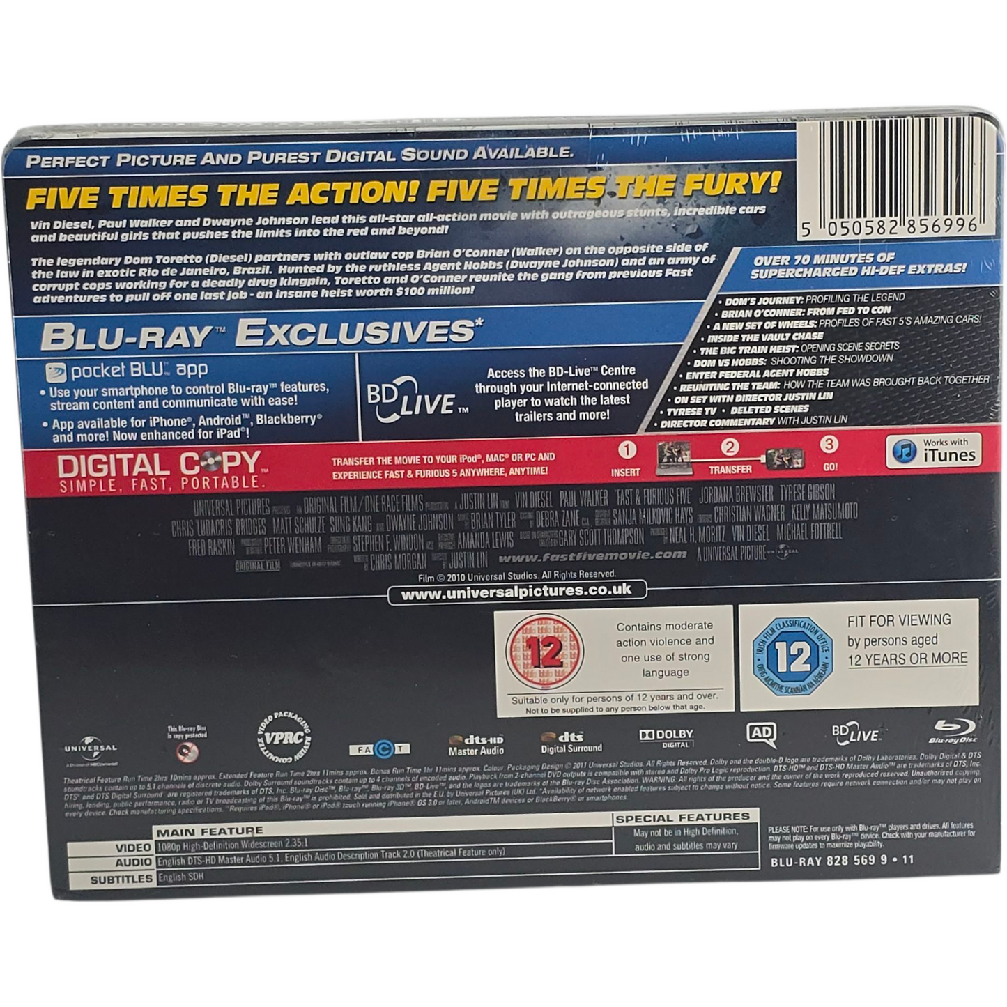 Fast & Furious 5 Blu-ray + DVD SteelBook Zavvi Limitée Triple Play 2011  Libre