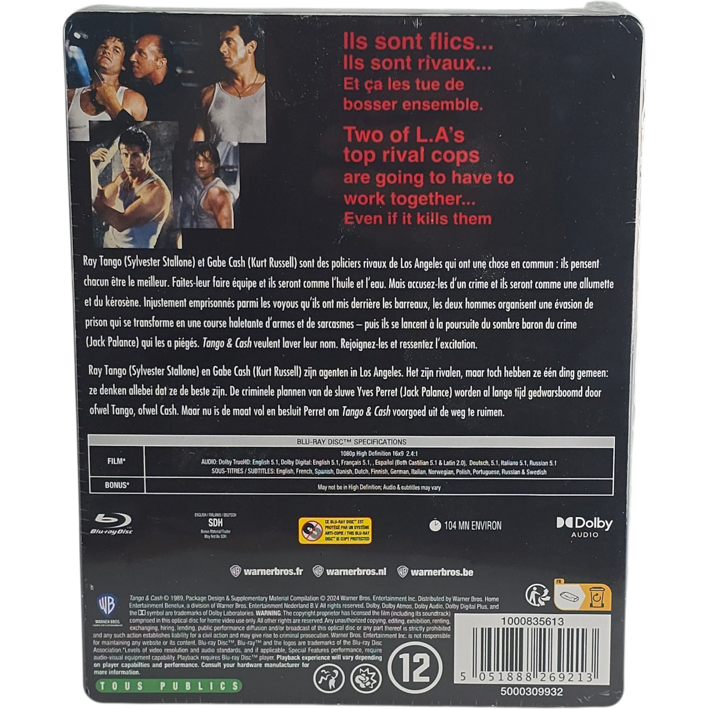 Tango & Cash Blu-ray SteelBook Débossé Sylvester Stallone,Kurt Russell limité B