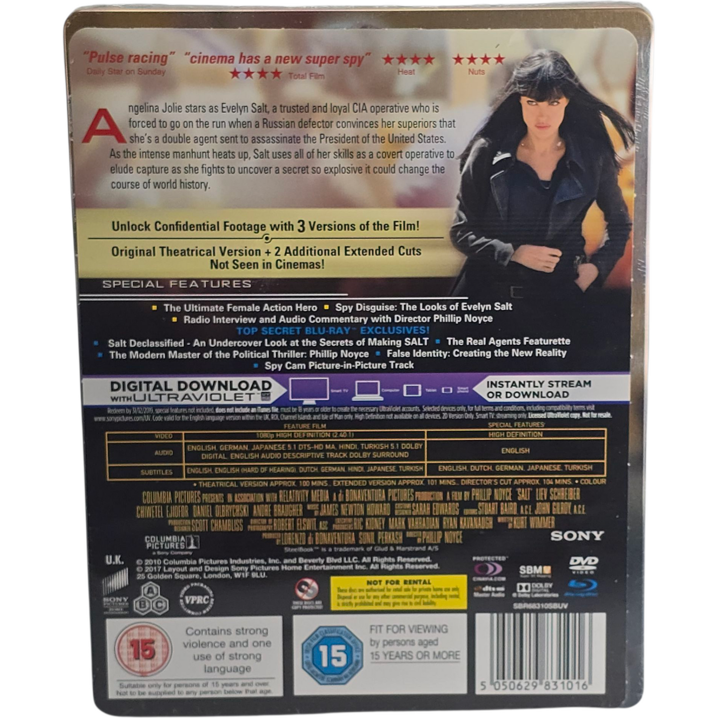 Salt Blu-ray Blu-ray SteelBook Zavvi 2017 éxclusif Édition limitée Region B