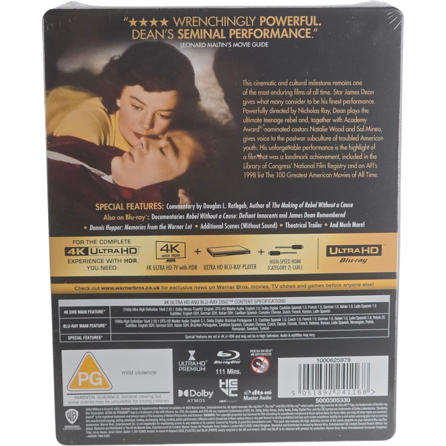 La Fureur de vivre 4K Blu-ray SteelBook Zavvi   James Dean, Natalie Wood Libre