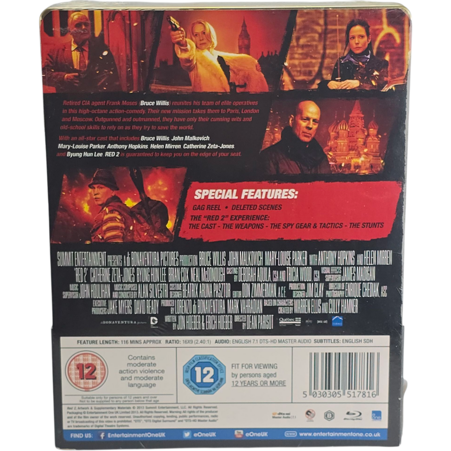 RED 2 Blu-ray Steelbook Débossé: Bruce Willis, John Malkovich Édition Zone B