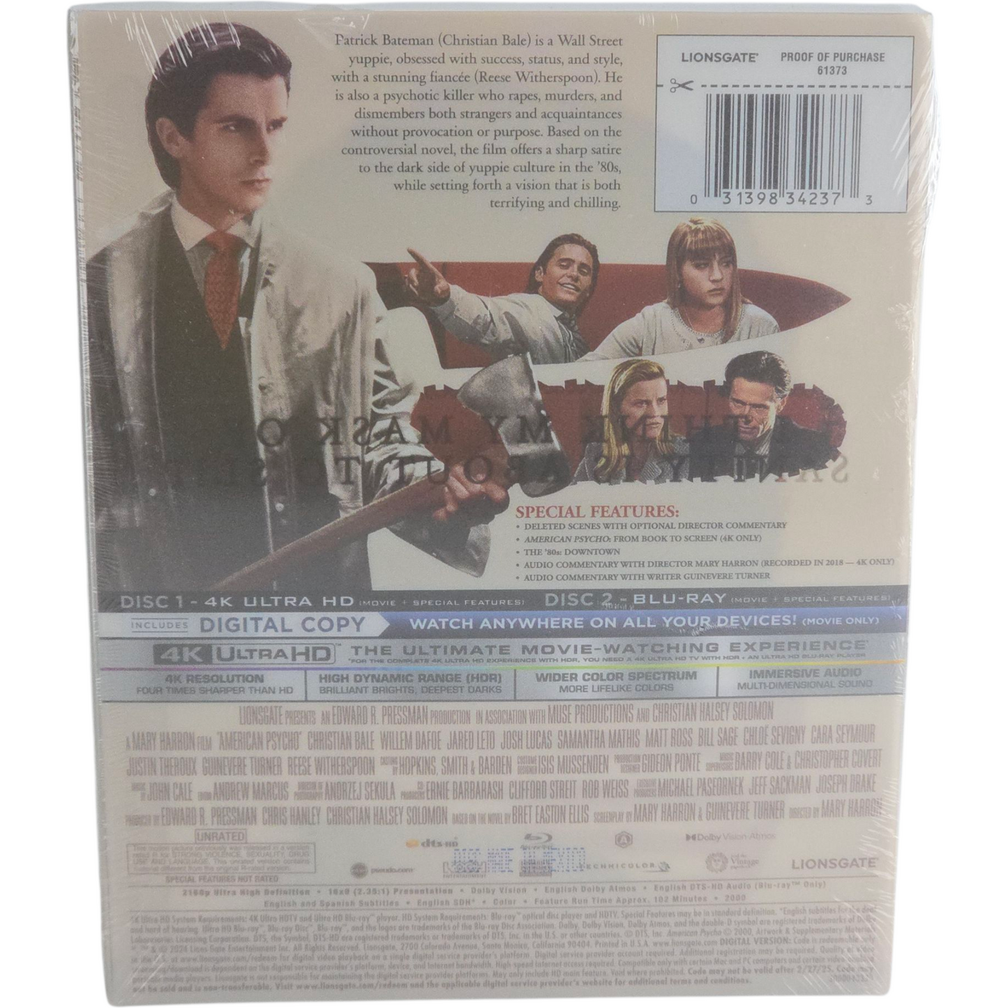 American Psycho Steelbook 4K Ultra HD+Blu-ray +Digital 4K Christian Bale[-18]A